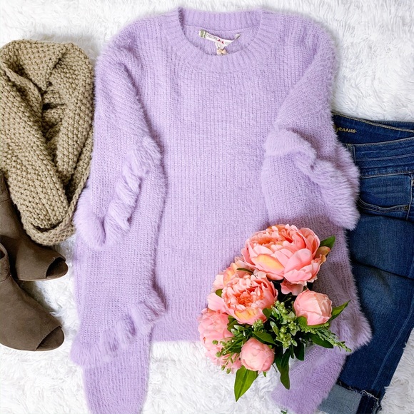 Chelsea & Violet Sweaters - CHELSEA & VIOLET Lavender Ruffle Sleeve Sweater
